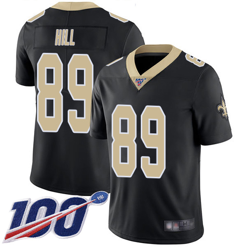 Men New Orleans Saints Limited Black Josh Hill Home Jersey NFL Football #89 100th Season Vapor Untouchable Jersey->new orleans saints->NFL Jersey